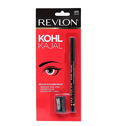Revlon Kohl Kajal Eye Liner Pencil With Sharpener, Black, Matte Finish