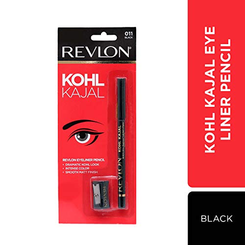 Revlon Kohl Kajal Eye Liner Pencil With Sharpener, Black, Matte Finish
