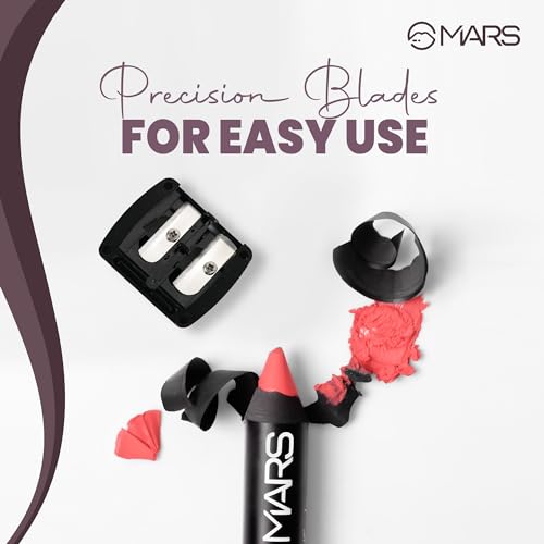 MARS 2 in1 Dual Sharpener I Professional Grade Sharpener Uses for Eyeliner, Lip Pencil, Eyebrow Pencil and Lip Crayon
