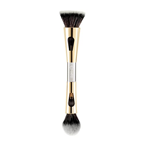 MARS 4 in 1 Travel Brush with Foundation Brush, Powder Brush, Eyeshadow Blending Brush & Flat Brush Soft Bristles Makeup Brushes Set for Women