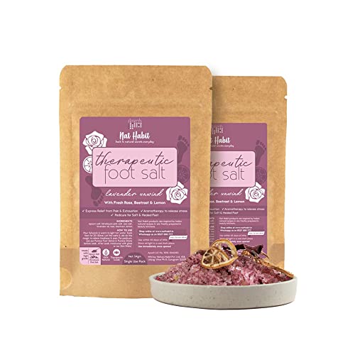 Nat Habit Fresh Lavender Unwind Foot Salt, Epsom Salt, Himalayan Pink Salt & Essential Oils, Pack of 2