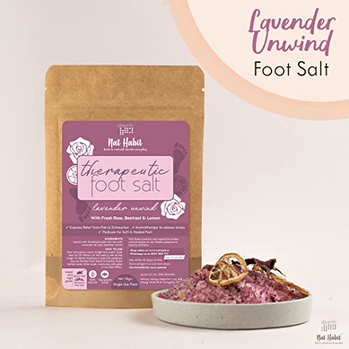 Nat Habit Fresh Lavender Unwind Foot Salt, Epsom Salt, Himalayan Pink Salt & Essential Oils, Pack of 2