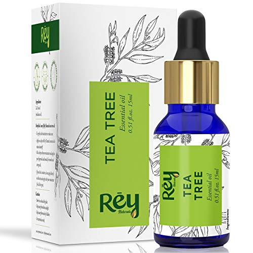 Rey Naturals Pure Tea Tree Essential Oil For Hair Growth, Skin & Face Care, Tea Tree Oil For Dandruff, Acne, Mosquito Repellent