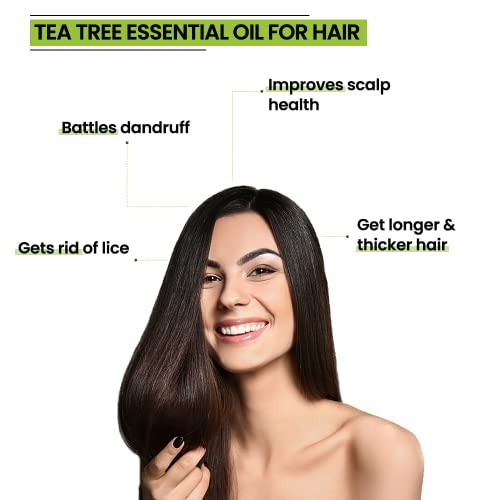 Rey Naturals Pure Tea Tree Essential Oil For Hair Growth, Skin & Face Care, Tea Tree Oil For Dandruff, Acne, Mosquito Repellent