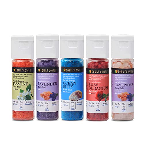 Soulflower Bath Salt Granules Combo, Pack of 5