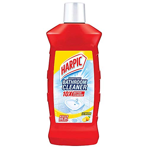Harpic Bathroom Cleaner Liquid, New Thicker Bathroom Floor Cleaner, Red Harpic Bottle, Lemon
