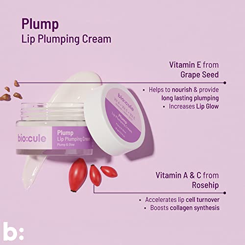 Biocule Plump Lip Plumping Cream for Soft, Plump & Glowing Lips with Vitamin A, Vitamin C & Vitamin E from Rosehip & Grapeseed
