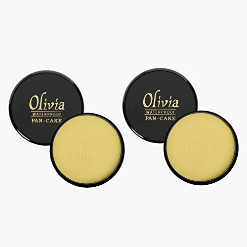 Olivia Medium All Types 100% Waterproof Pan Cake Golden Yellow Matte Makeup Concealer Cream, Shade-21, Pack of 2