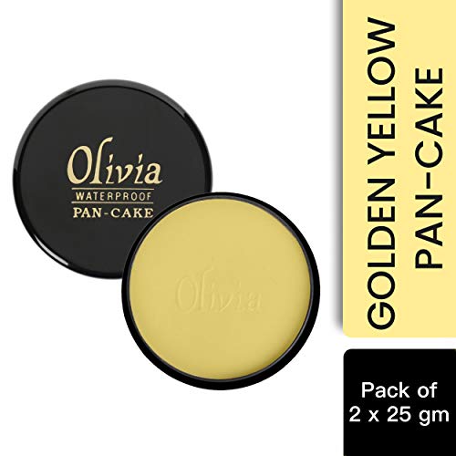 Olivia Medium All Types 100% Waterproof Pan Cake Golden Yellow Matte Makeup Concealer Cream, Shade-21, Pack of 2