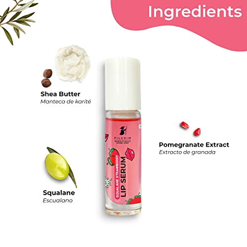 Pilgrim Squalane Glossy Lip Serum (Strawberry) With Roll On For Visibly Plump Lips