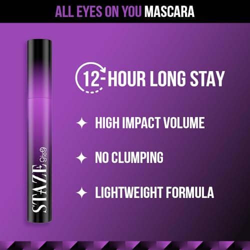 Staze 9to9 All Eyes on You Volumizing Tubing Mascara Clump-Resistant Easy to Remove, Black