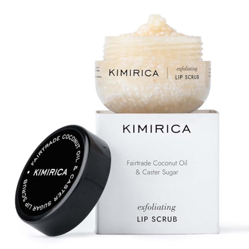 Kimirica Exfoliating Lip Scrub made with Coconut Oil & Sugar Gently Exfoliates & Hydrates