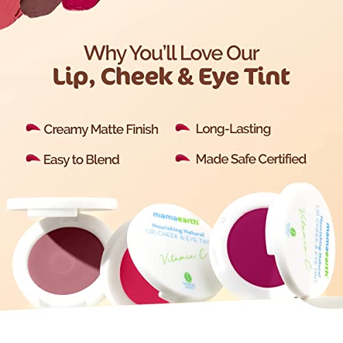 Mamaearth Nourishing Natural Lip Cheek & Eye Tint with Vitamin C & Rose, 03 Rose Pink