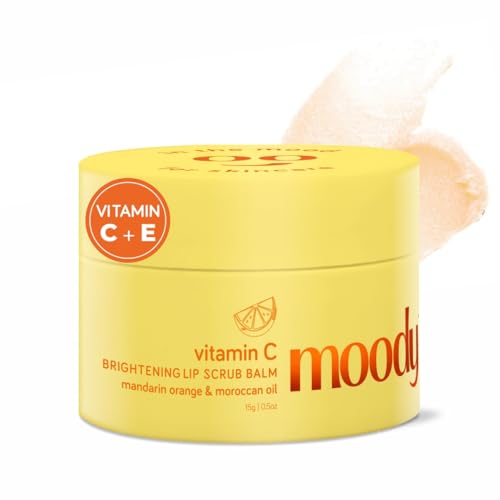 Moody Vitamin C Lip Scrub Balm 85% Reduction in Dark Lips & Pigmentation 100% Vegan for Women & Men