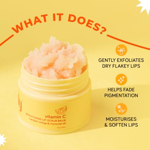 Moody Vitamin C Lip Scrub Balm 85% Reduction in Dark Lips & Pigmentation 100% Vegan for Women & Men