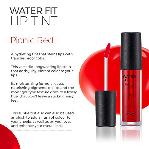 The Face Shop Water Fit Lip Tint Multipurpose 3 in 1 Lip Tint, Picnic Red