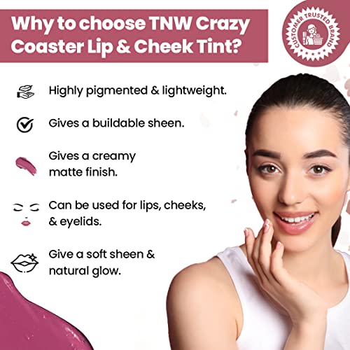 TNW-The Natural Wash Crazy Coaster Lip & Cheek Tint With Grapeseed Oil & Castor Oil For Lips, Cheeks, & Eyelids