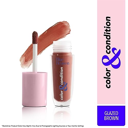 Blue Heaven Color & Condition tinted lip oil for women, Glazed Brown