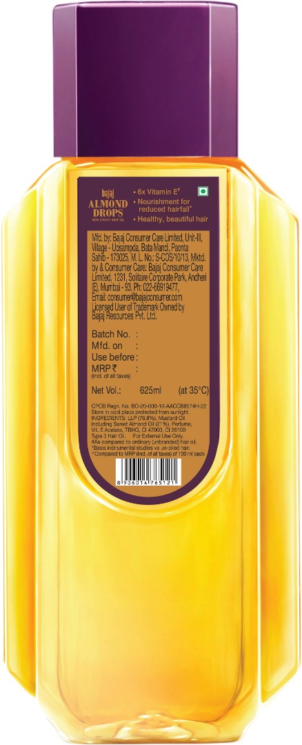 Bajaj Almond Drops With 6X Vitamin E Nourishment For 2X Hairfall Reduction Hair Oil