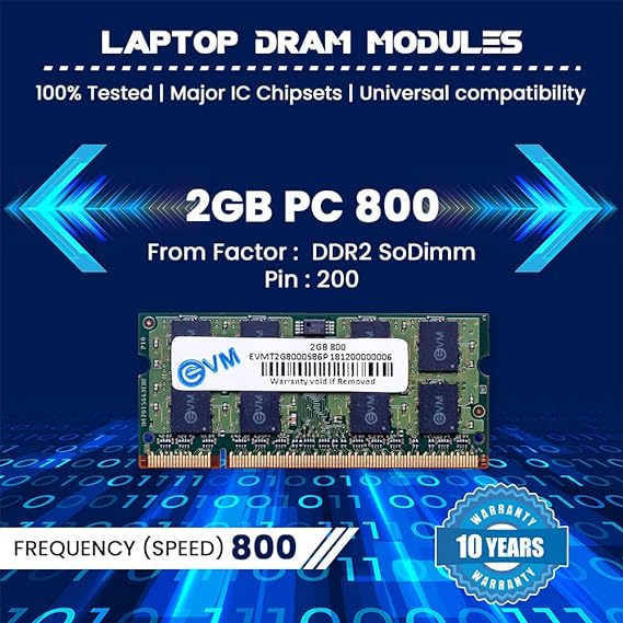 EVM 2GB DDR2 Laptop RAM Long 800MHz DIMM Memory