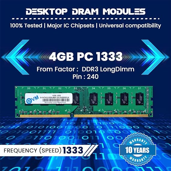 EVM 4GB DDR3 Desktop RAM 1333MHz Long DIMM Memory
