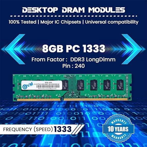 EVM 8GB DDR3 Desktop RAM 1333MHz Long DIMM Memory