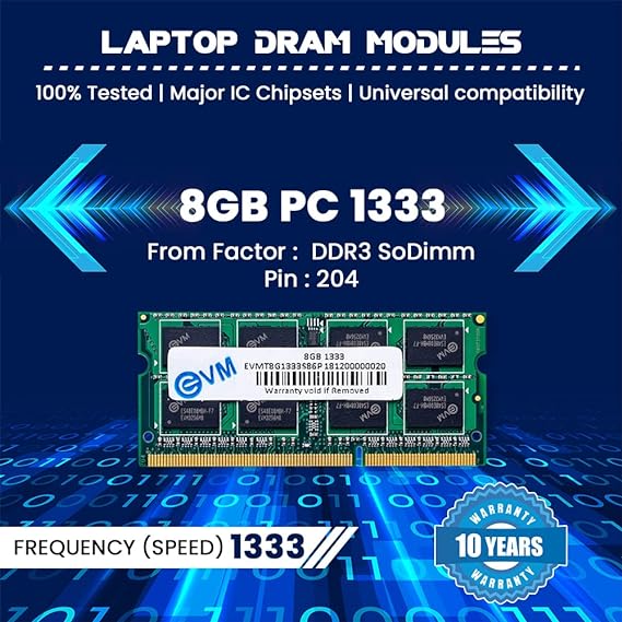 EVM 8GB DDR3 Laptop RAM 1333MHz DIMM Memory