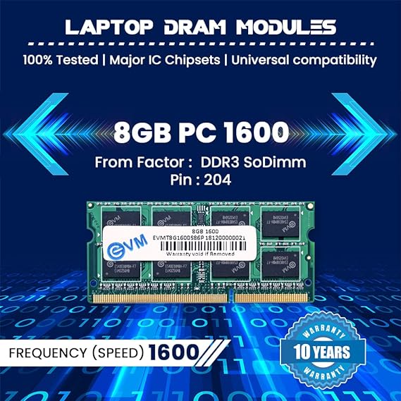 EVM 8GB DDR3 Laptop RAM 1600MHz DIMM Memory