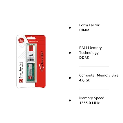 Simmtronics 4GB DDR3 1333 MHz Desktop RAM