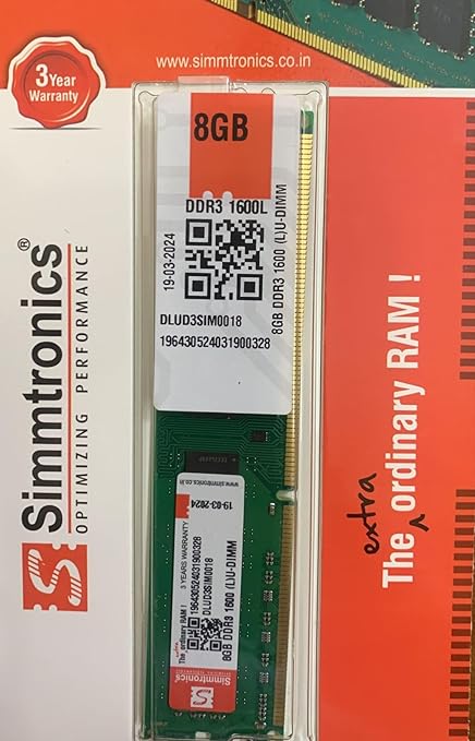 Simmtronics 8GB DDR3 1600 Mhz Desktop RAM