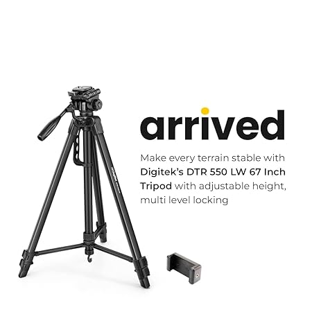 Digitek (DTR 550 LW) 67 Inch Foldable Tripod Stand with Phone Holder & 360° Ball Head