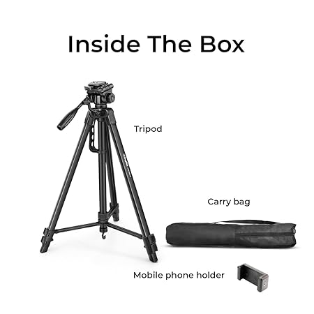 Digitek (DTR 550 LW) 67 Inch Foldable Tripod Stand with Phone Holder & 360° Ball Head