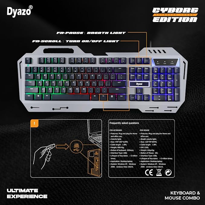 Dyazo Metal Wired Gaming Keyboard & Mouse Combo