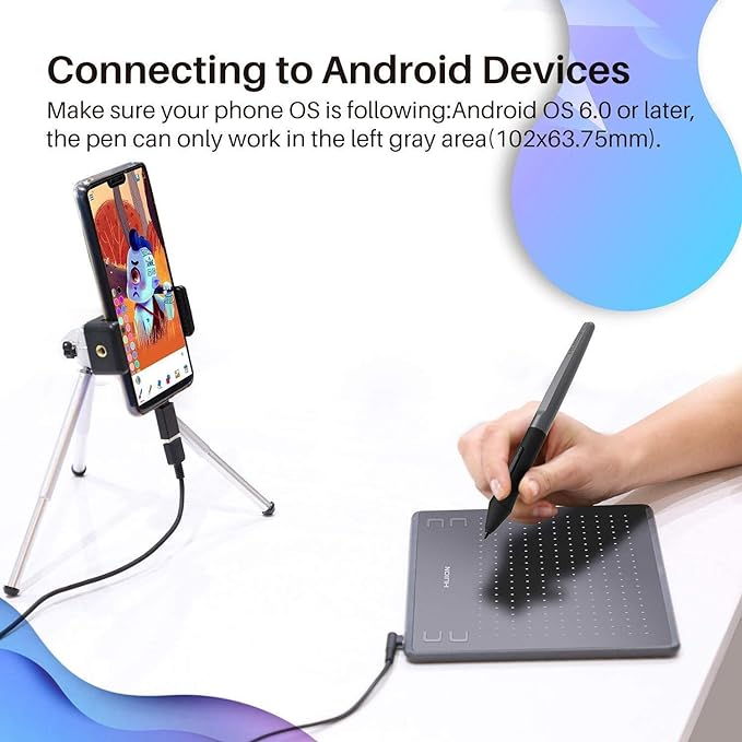 HUION HS64 Graphics Drawing Tablet Battery-Free Stylus