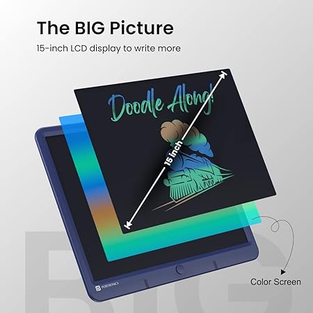 Portronics Ruffpad 15M 15Inch Re-Writable Multicolor LCD Writing Pad with Smart Lock