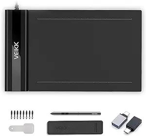 VEIKK S640 V2 Pen Tablet 6 x 4 Inch Graphic Drawing Tablet with Battery Free Passive Pen