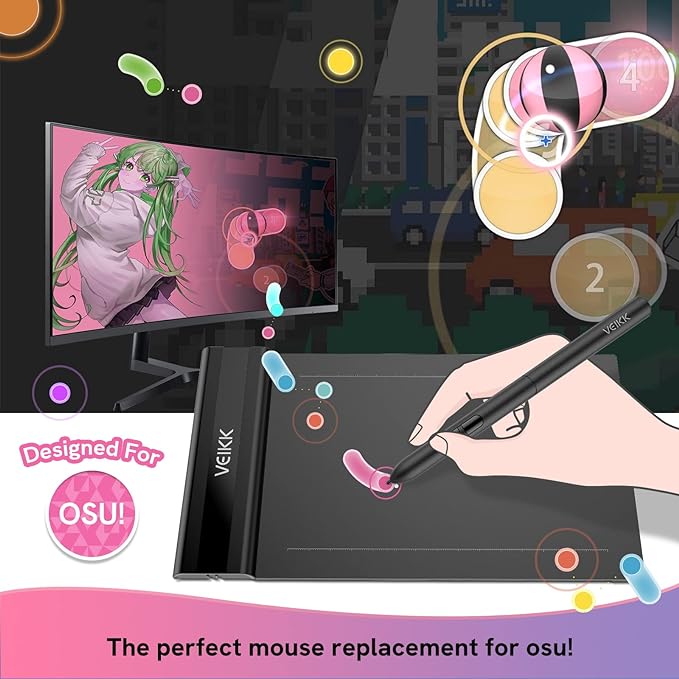 VEIKK S640 V2 Pen Tablet 6 x 4 Inch Graphic Drawing Tablet with Battery Free Passive Pen