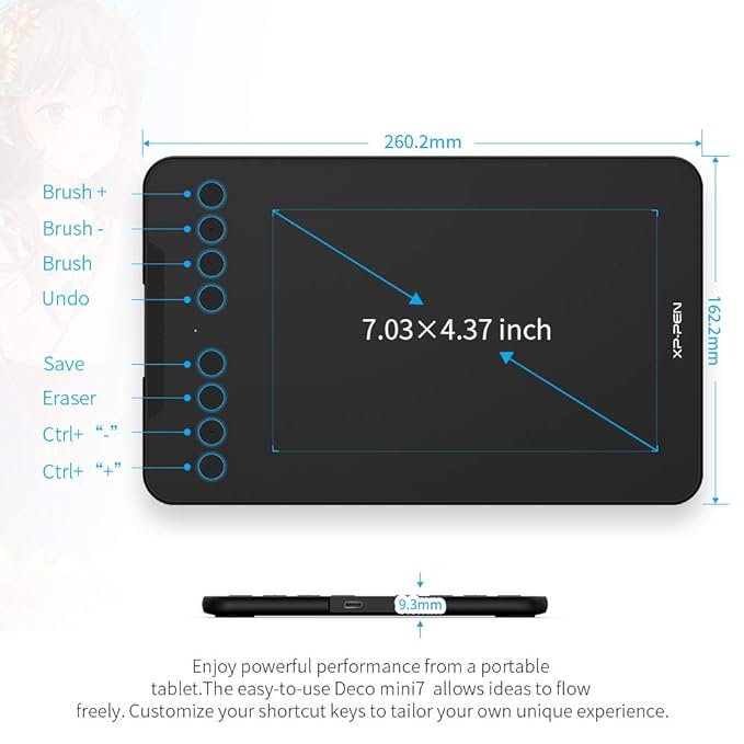 XP-PEN Deco Mini 7 Graphics Tablet Pen Tablet