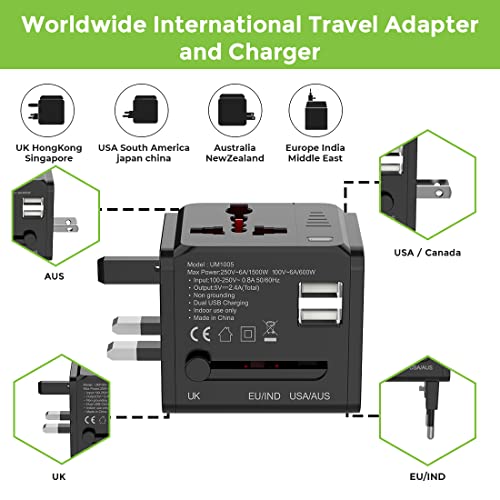 Ultraprolink World Travel Adapter with Dual USB 2.4A/12W UM1005WTA