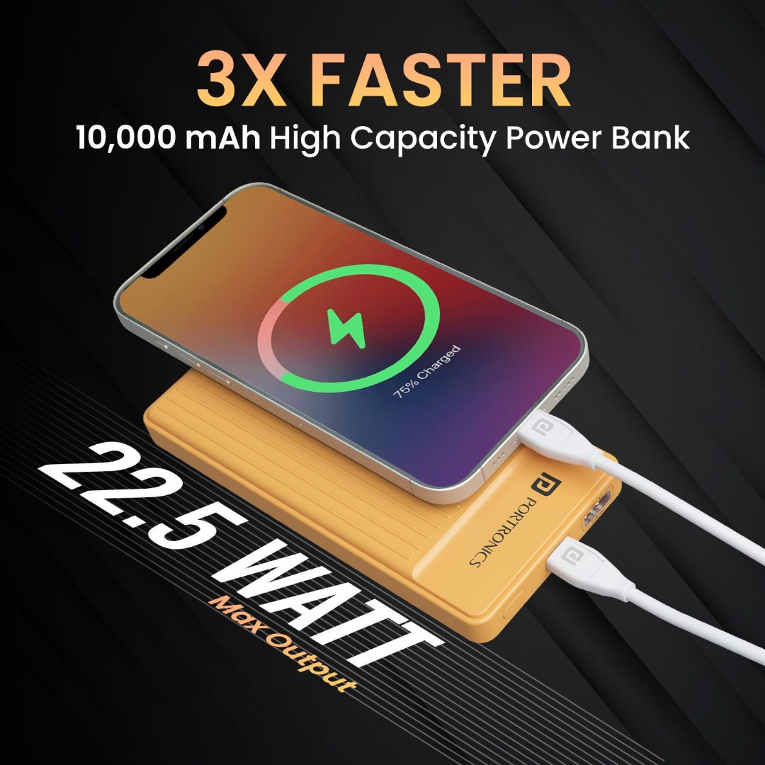 Portronics 10000 mAh 22.5 W Ultra Slim Pocket Size Power Bank