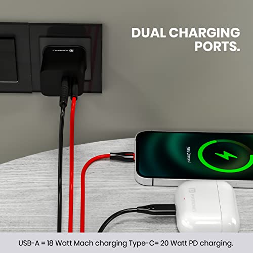 Portronics 20W Adapto 20B Dual Port (Type C PD & USB-A) Fast Charging Adaptor