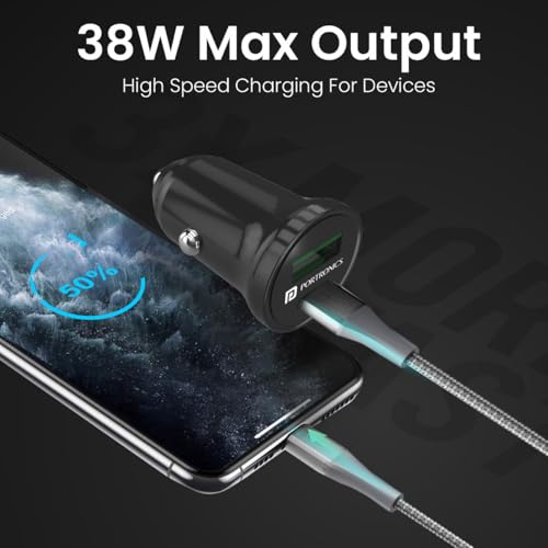 Portronics 38W Dual Output Fast Car Charger