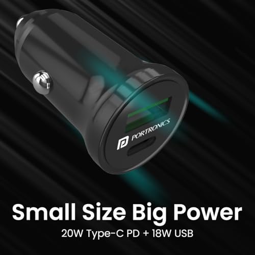 Portronics 38W Dual Output Fast Car Charger