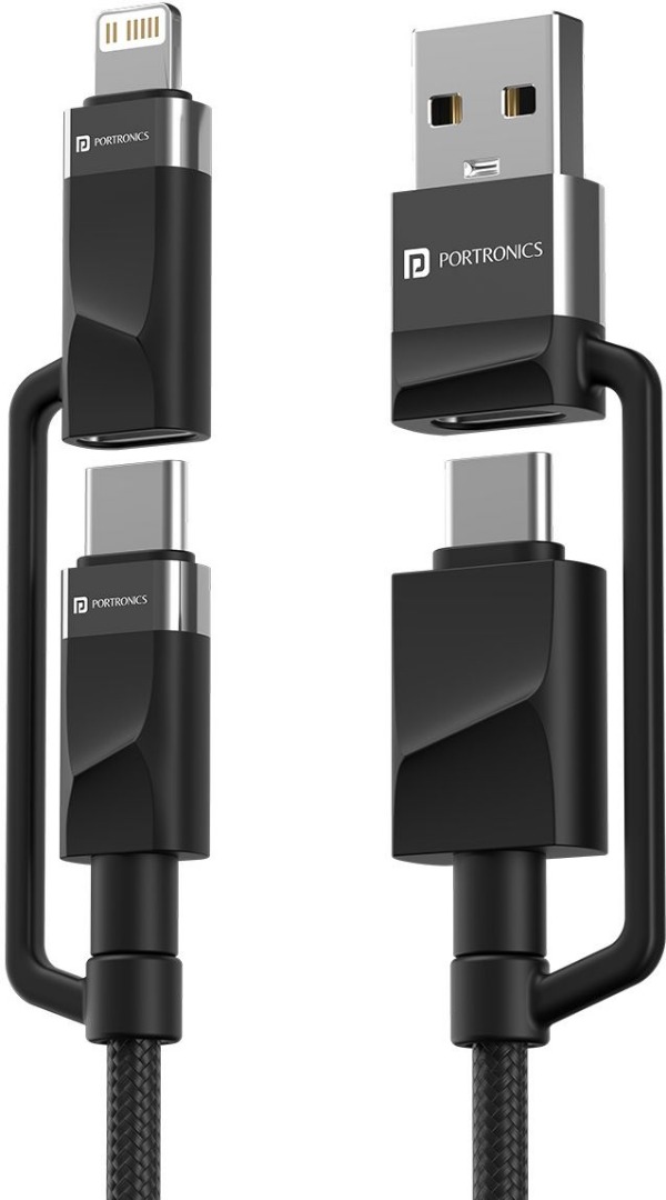 Portronics 3-in-1 Cable 1 m Omnicord 60W 4in1 Nylon 