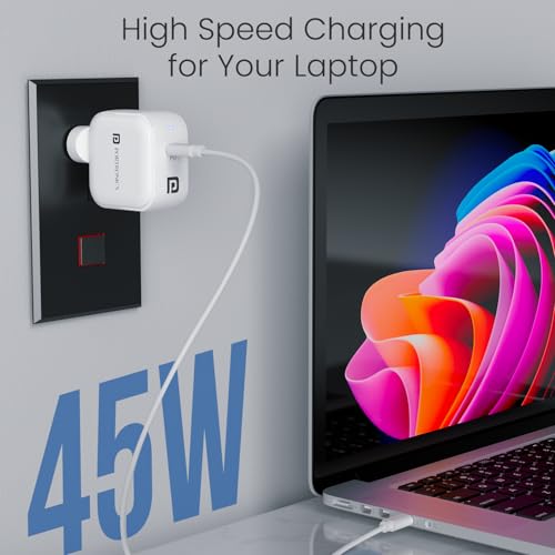 Portronics 45W Adapto 45C Type C SuperFast Charger Adaptor with Type C Cable