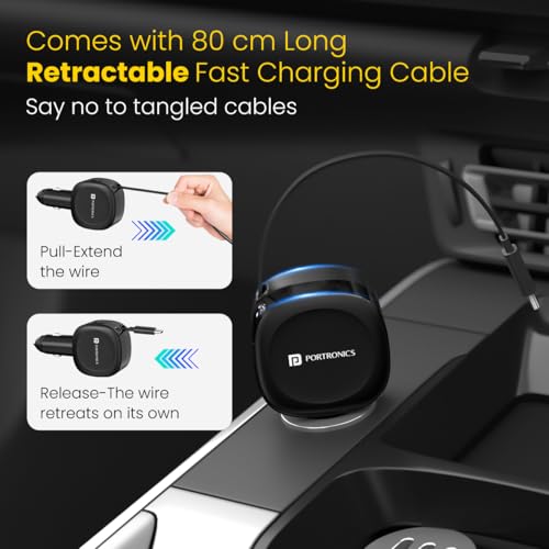 Portronics Car Power Flexo, 3-in-1 60W Car Charger