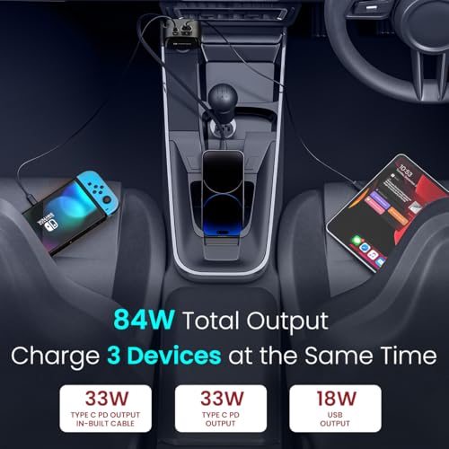 Portronics Car Power Retracto 84W 3 in 1 Car Charger