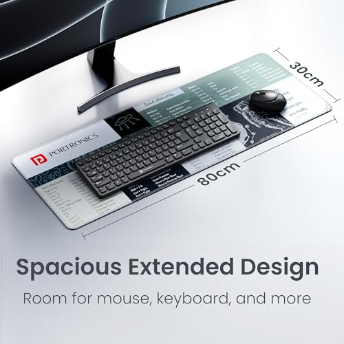 Portronics Comfipad 2 Extended Mouse Pad with Windows Shortcuts Design