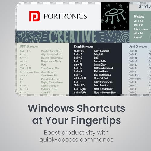 Portronics Comfipad 2 Extended Mouse Pad with Windows Shortcuts Design