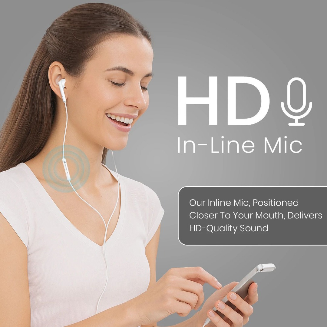 Portronics Conch Theta L 8 Pin Wired Earphone With HD Quality In-Line Mic,14.2mm Driver Wired
